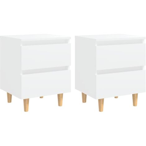 Mesitas de noche 2 uds patas madera maciza blanco 40x35x50 cm vidaXL (1/7)