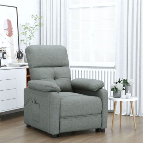 Sillón reclinable eléctrico de tela gris oscuro vidaXL