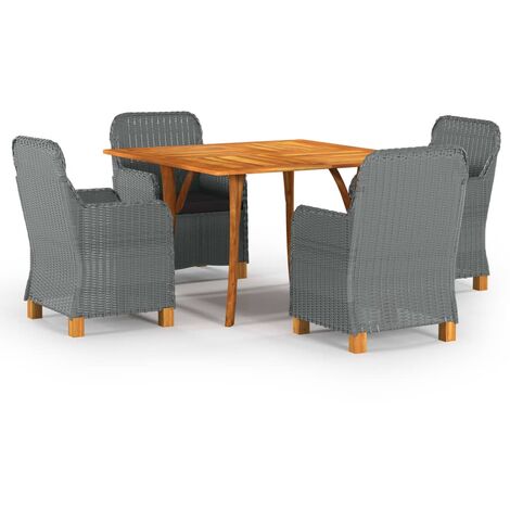 Juego de comedor para jardín de 5 piezas gris claro vidaXL (1/5)