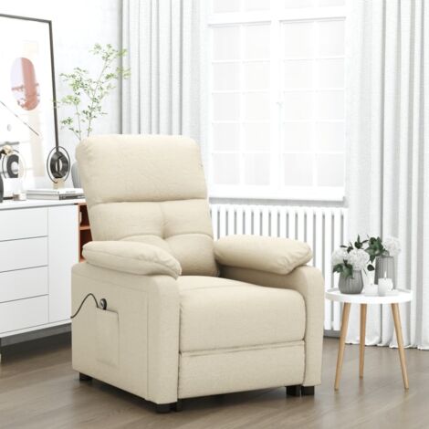 Sillón reclinable eléctrico de tela crema vidaXL