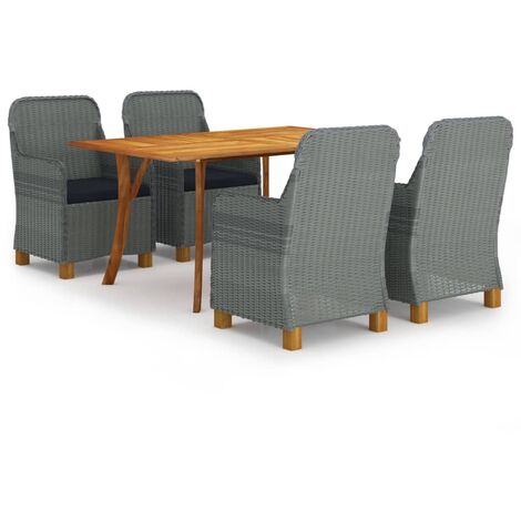 Juego de comedor para jardín de 5 piezas gris claro vidaXL (1/5)