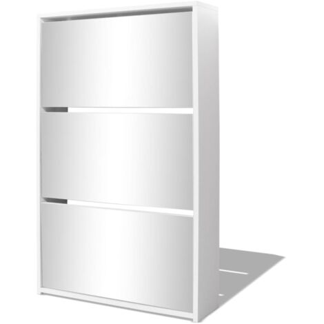 Mueble zapatero 3 niveles y espejo blanco 63x17x102,5 cm vidaXL