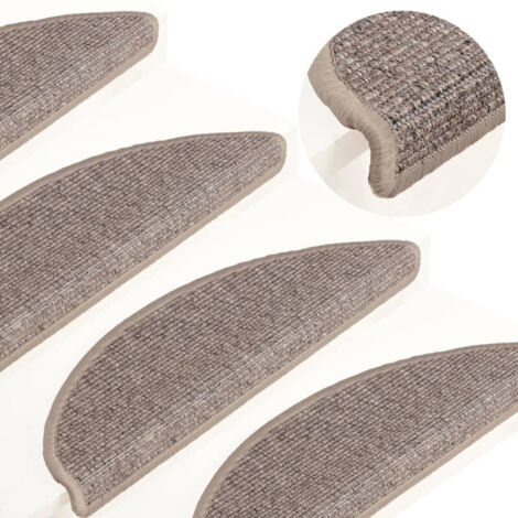 Felpudos para escaleras (15 unidades, 56 x 17 x 3 cm, beige oscuro, semicirculares) vidaXL