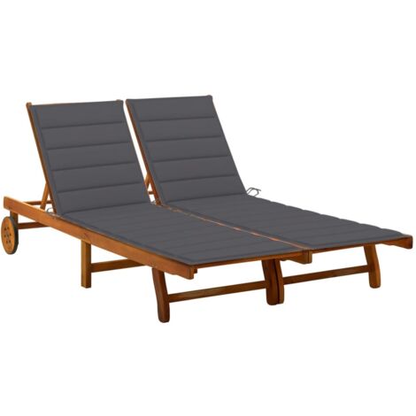 Tumbona de jardín 2 personas y cojines madera maciza de acacia vidaXL (1/5)