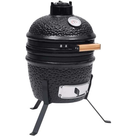 Barbacoa 2 en 1 ahumadora Kamado de cerámica negro 56 cm vidaXL