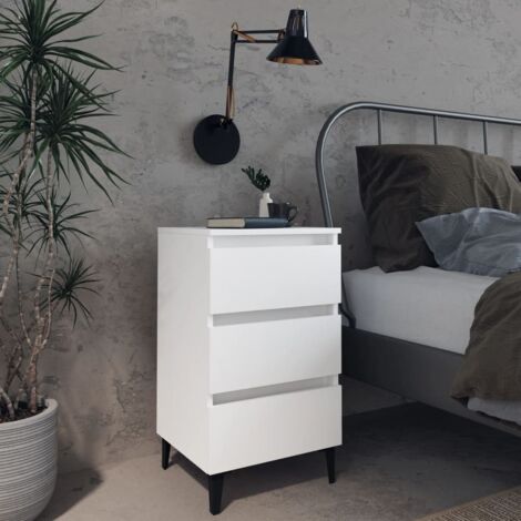 Mesita de noche con patas de metal blanco 40x35x69 cm vidaXL