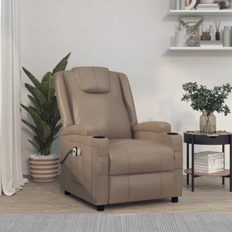Sillón de masaje eléctrico cuero sintético color capuchino vidaXL