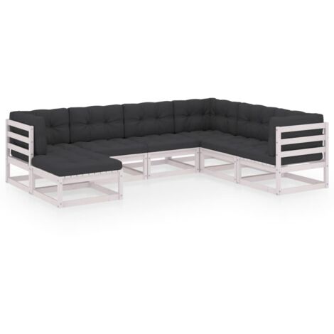 Juego de muebles de jardín 7 pzas y cojines madera maciza pino vidaXL (1/5)