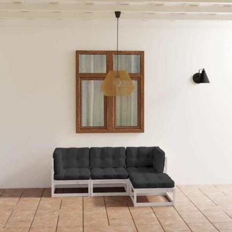Juego de muebles de jardín 4 pzas y cojines madera pino maciza vidaXL (1/5)