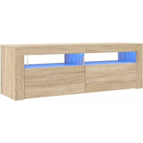 Mueble de TV con luces LED roble Sonoma 120x35x40 cm vidaXL
