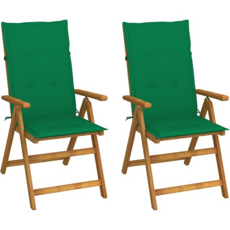 Sillas de jardín reclinables 2 uds madera maciza acacia cojines vidaXL