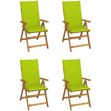Sillas de jardín reclinables 4 uds madera maciza acacia cojines vidaXL