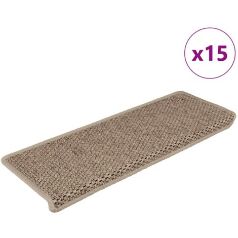 Alfombrilla autoadhesiva escalera sisal 15 uds arena 65x21x4 cm vidaXL