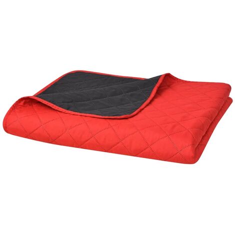 Cubrecama acolchado doble cara 170x210 cm rojo y negro vidaXL