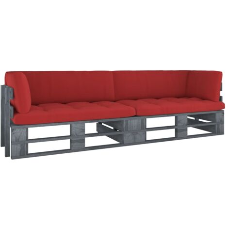 Sofá de palets 2 plazas cojines gris madera de pino impregnada vidaXL (1/5)
