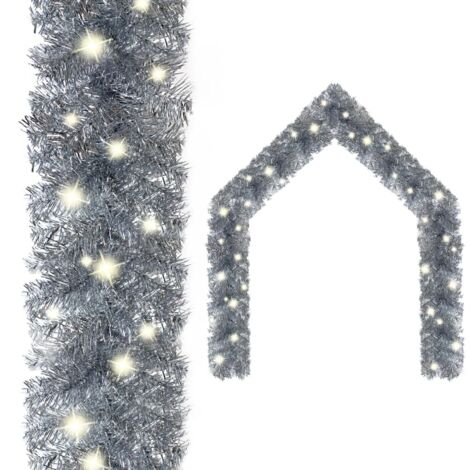 Guirnalda de Navidad con luces LED plateado 20 m vidaXL