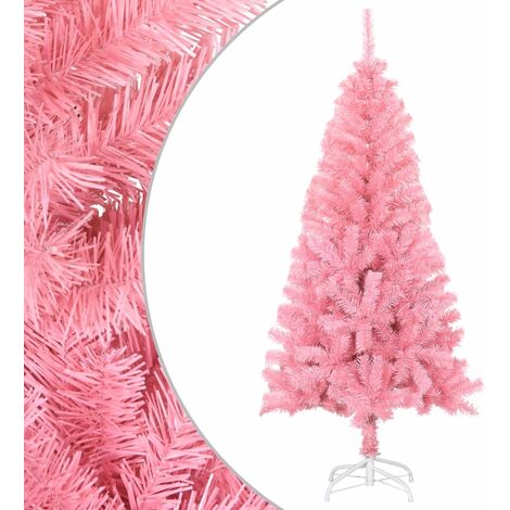Árbol de Navidad artificial con soporte PVC rosa 120 cm vidaXL