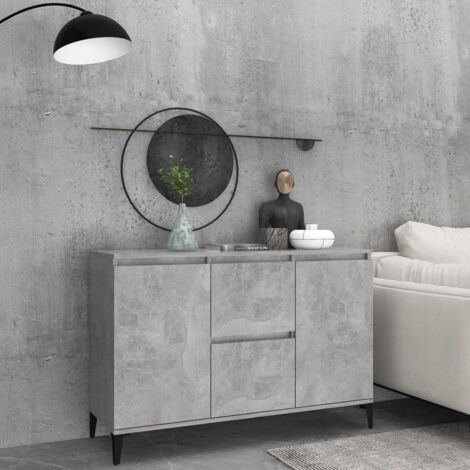 Aparador de madera contrachapada gris hormigón 102x35x70 cm vidaXL