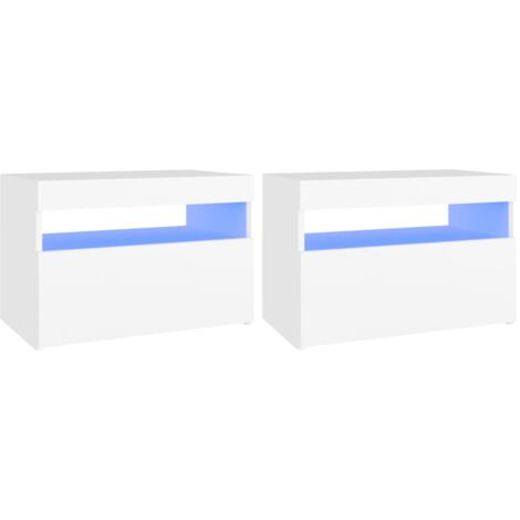 Mesita de noche luces LED 2 uds contrachapada blanco 60x35x40cm vidaXL