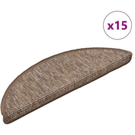 Felpudos para escaleras (15 unidades, 56 x 17 x 3 cm, marrón claro, semicirculares) vidaXL