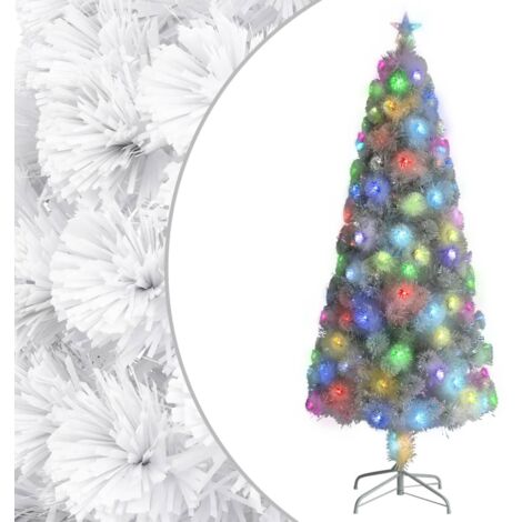 Árbol de Navidad artificial con luces fibra óptica blanco 240cm vidaXL