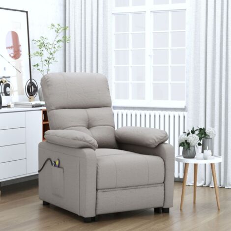 Sillón de masaje eléctrico tela gris taupé vidaXL