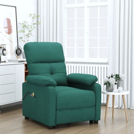 Sillón de masaje eléctrico tela verde oscuro vidaXL