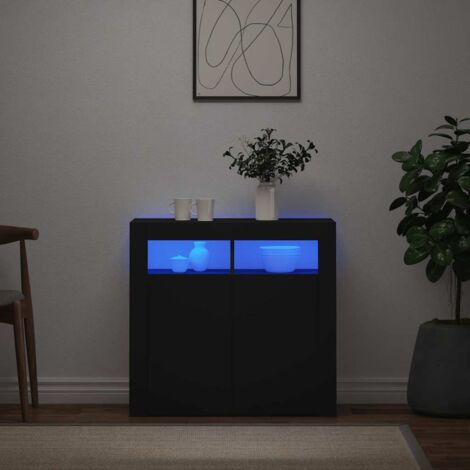 Aparador con luces LED negro 80x35x75 cm vidaXL