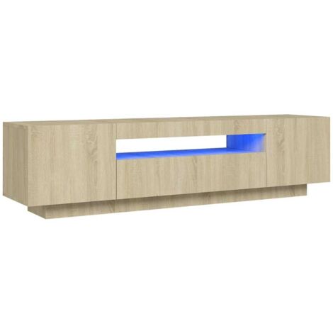 Mueble de TV con luces LED roble Sonoma 160x35x40 cm vidaXL
