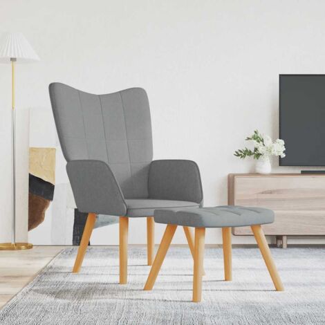 Sillón de relax con taburete tela gris claro vidaXL (1/5)