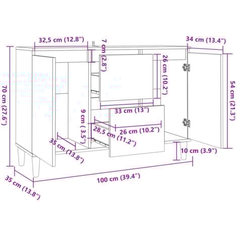 Buffet noir 101x35x70 cm bois d'ingénierie vidaXL