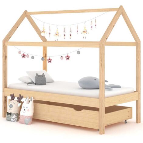Estructura cama infantil con cajón madera pino maciza 80x160 cm vidaXL