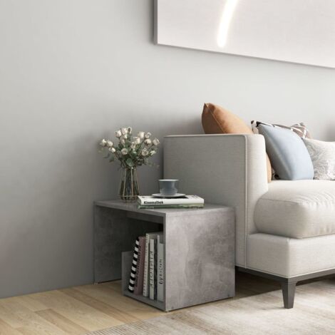 Mesa auxiliar de madera contrachapada gris hormigón 59x36x38 cm vidaXL