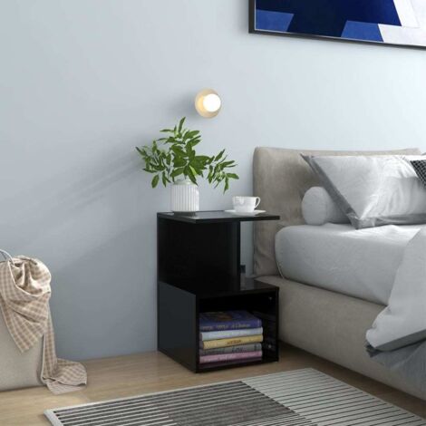 Mesita de noche madera contrachapada negro 35x35x55 cm vidaXL