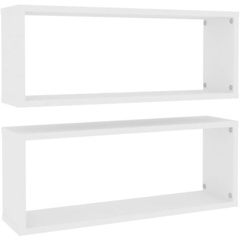 Estante cubo de pared 2 uds madera ingeniería blanco 60x15x23cm vidaXL