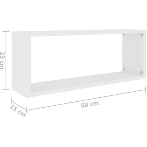 Estante cubo de pared 2 uds madera ingeniería blanco 60x15x23cm vidaXL