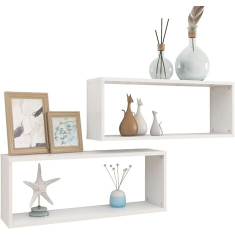 Estante cubo de pared 2 uds madera ingeniería blanco 60x15x23cm vidaXL