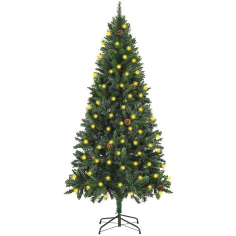 Árbol de Navidad artificial iluminado con luces y piñas 180 cm vidaXL (1/5)