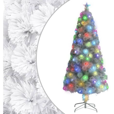 Árbol de Navidad artificial con luces fibra óptica blanco 150cm vidaXL