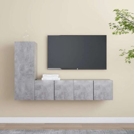 Set muebles de salón TV 3 pzas madera ingeniería gris hormigón vidaXL