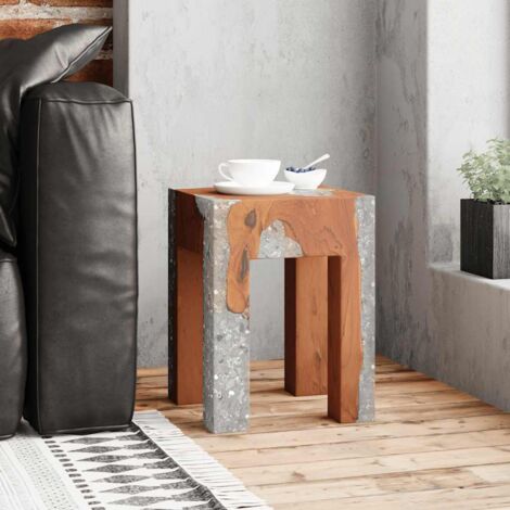 Taburete de madera maciza de teca y resina vidaXL