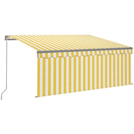 Toldo retráctil manual con persiana amarillo y blanco 3x2,5 m vidaXL (1/5)