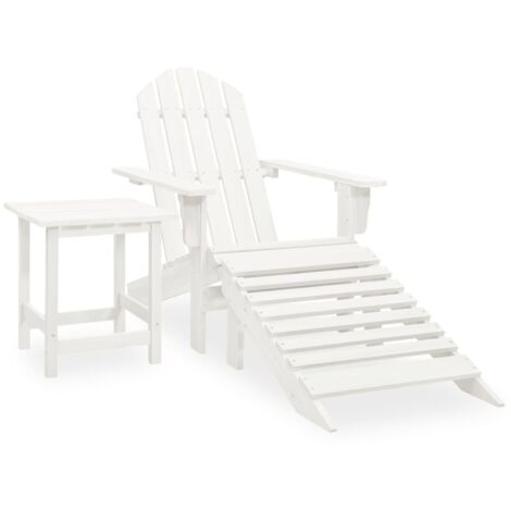 Silla con otomana y mesa jardín Adirondack macizo abeto blanco vidaXL