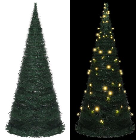 Árbol de Navidad emergente preiluminado con luces verde 210 cm vidaXL