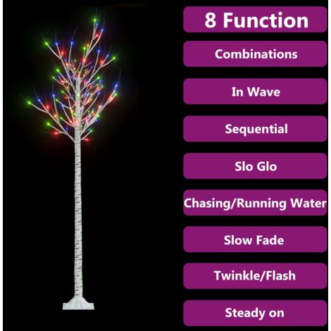 Árbol de Navidad LED de colores sauce interior exterior 1,8 m vidaXL