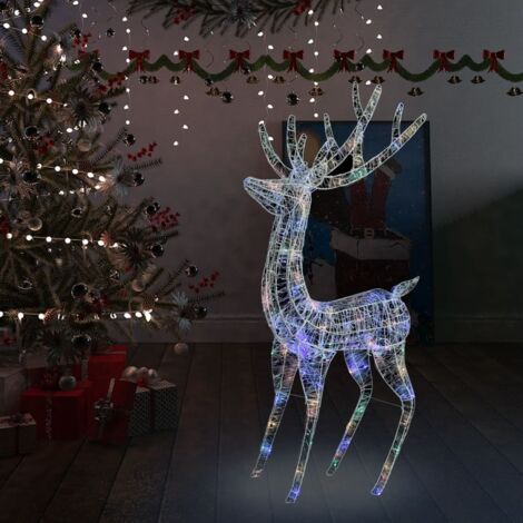 Reno navideño acrílico XXL 250 LEDs de colores 180 cm vidaXL