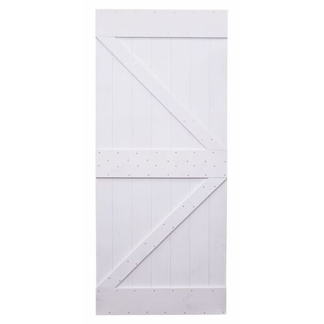 main image of "vidaXL Puerta de madera maciza de pino blanco 100x210 cm - Blanco"