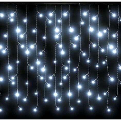 Cortina luces carámbano 10m 400 LED blanco frío 8 funciones vidaXL