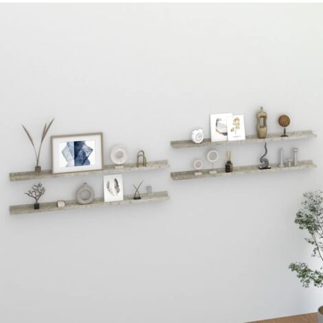Estantes de pared 4 unidades gris hormigón 115x9x3 cm vidaXL