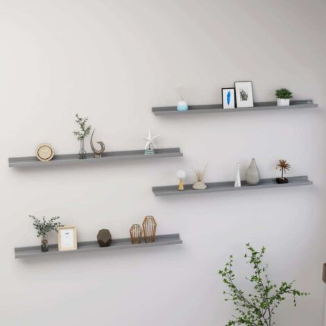 Estantes de pared 4 unidades gris 100x9x3 cm vidaXL